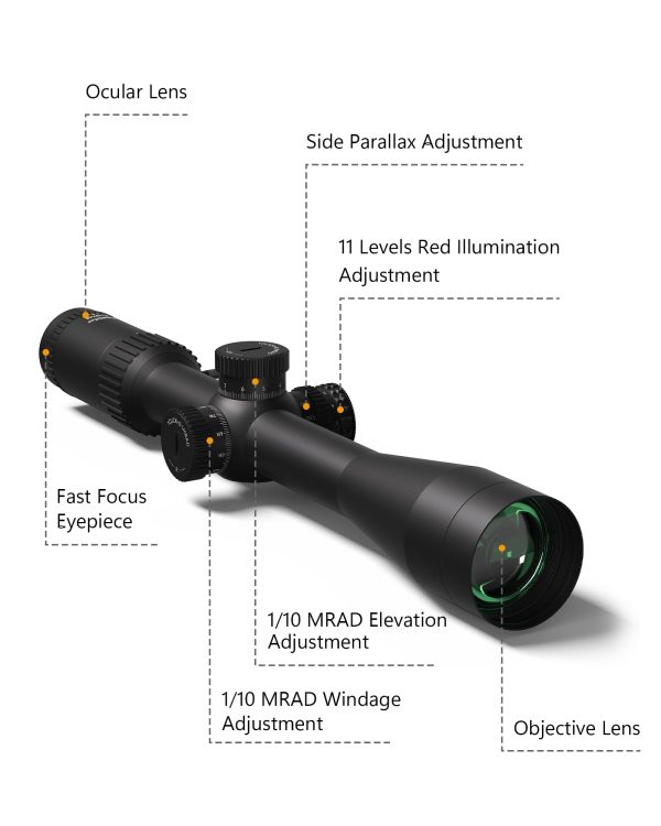 Aquilifer HT 4-16x44 SFIR SFP 1/4 MOA 30mm Tube -Illuminated - MPVO
