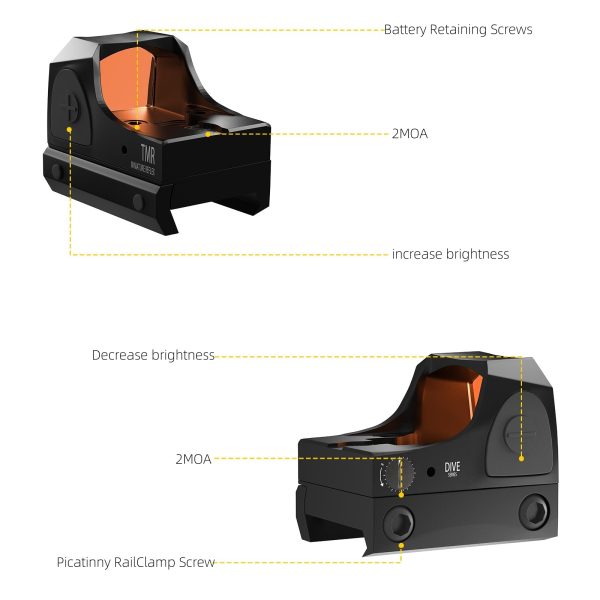 RD 2MOA Red Dot Sight Illuminated Compact